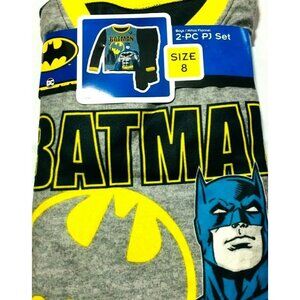 Batman Pajama Set Boys Size 8 2PC Fleece Bat Signal Gotham Skyline DC